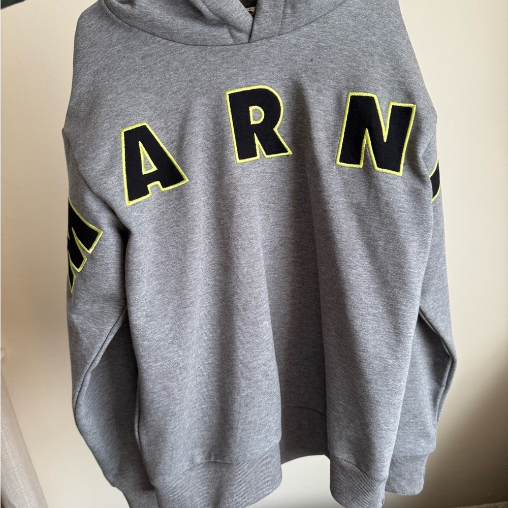 Marni Kids Gray Hoodie with Black and Yellow Accents